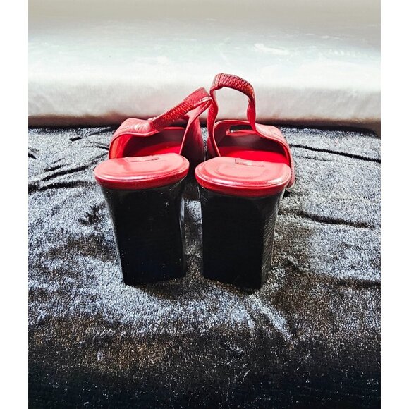 Cloud Walker Crown Peep Toe Leather Upper Pumps - Red - SZ 12W - Picture 3 of 8